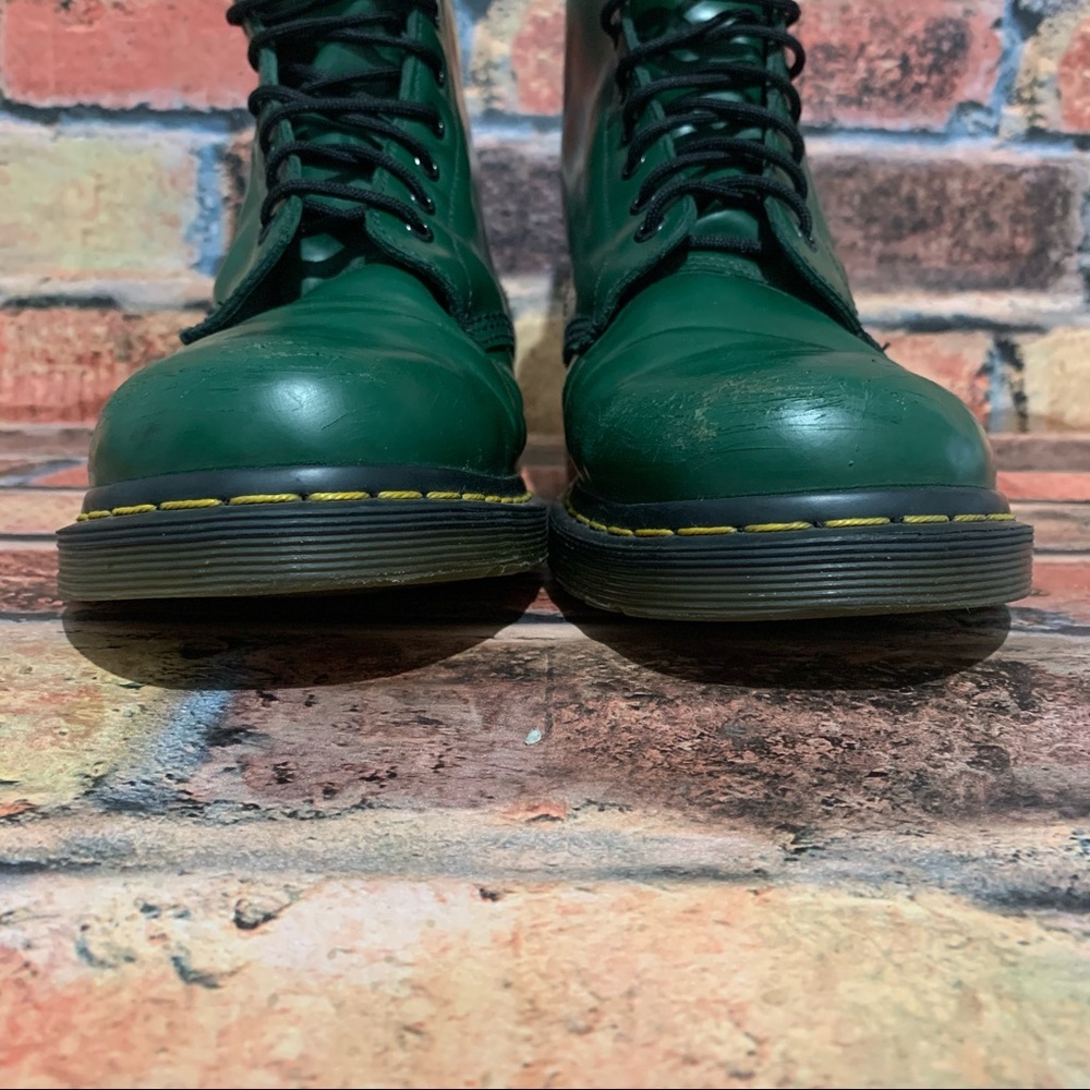Dr. Martens Green Smooth Leather Boots - Picture 5 of 11